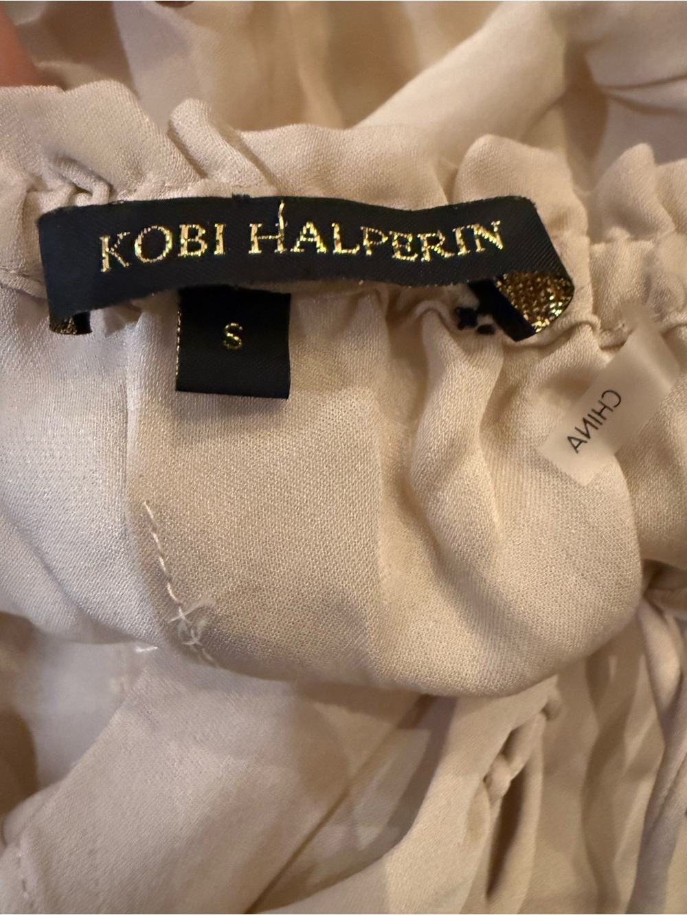 Kobi Halperin. Kaytya Ruffle Silk Blouse. Champagne. Size Small. - Picture 6 of 16